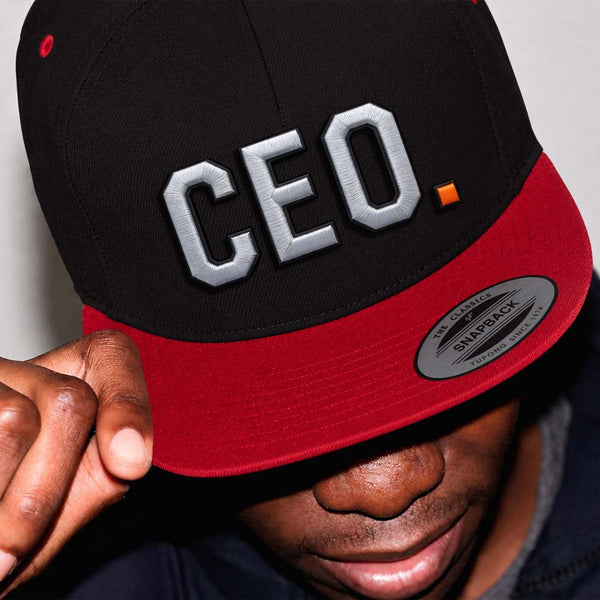 CEO. Puff Embroidered Five-Panel Cotton Twill Snapback Cap