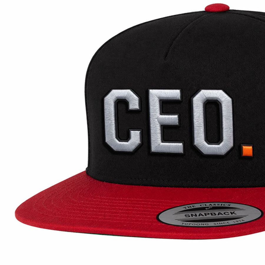 CEO. Puff Embroidered Five-Panel Cotton Twill Snapback Cap