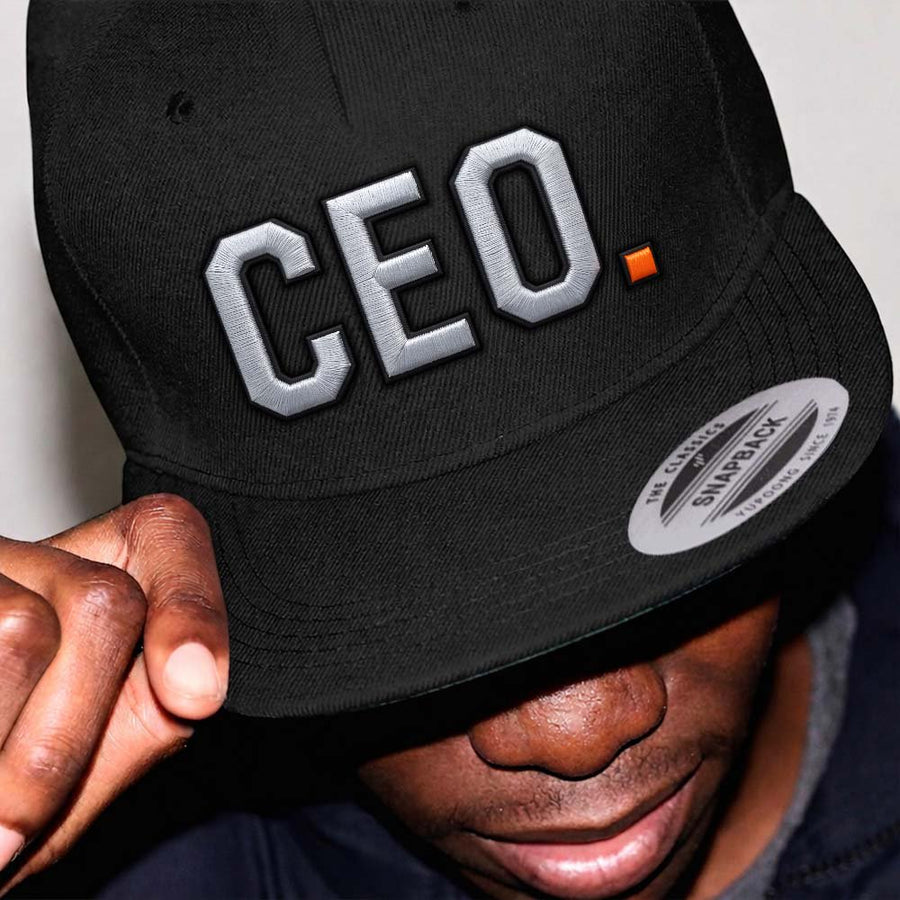 CEO. Puff Embroidered Five-Panel Cotton Twill Snapback Cap