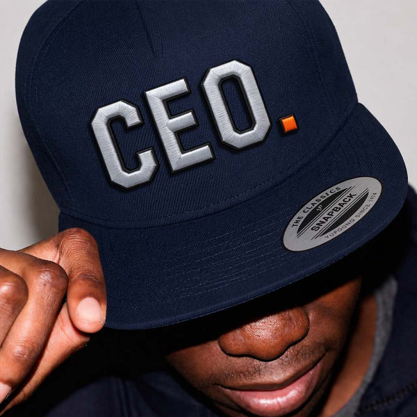 CEO. Puff Embroidered Five-Panel Cotton Twill Snapback Cap