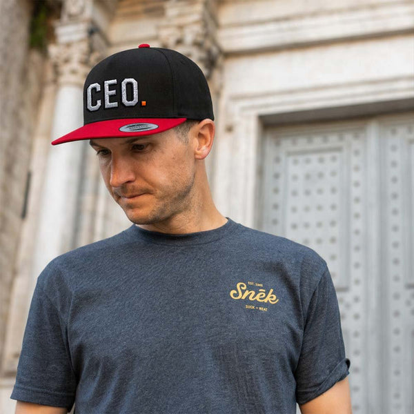 CEO. Puff Embroidered Five-Panel Cotton Twill Snapback Cap