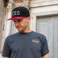 CEO. Puff Embroidered Five-Panel Cotton Twill Snapback Cap
