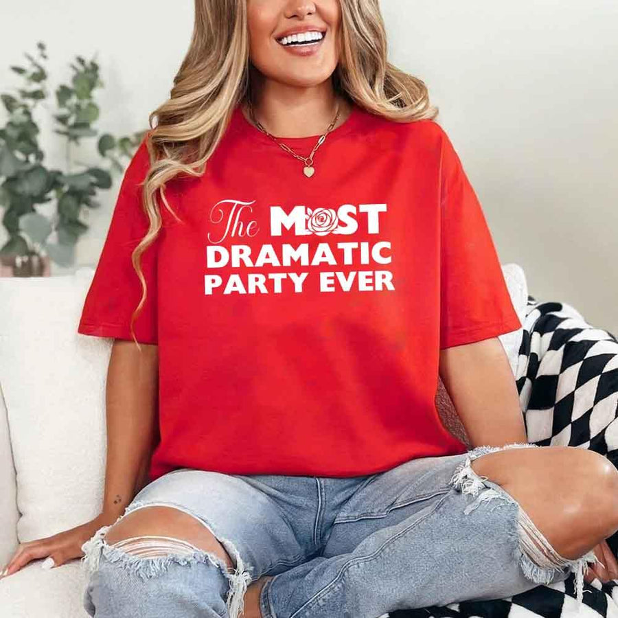 May include Red fun and trendy Bachelorette party t shirt with stylish slogans vibrant colors bridal squad outfit perfect for girls night out celebration!