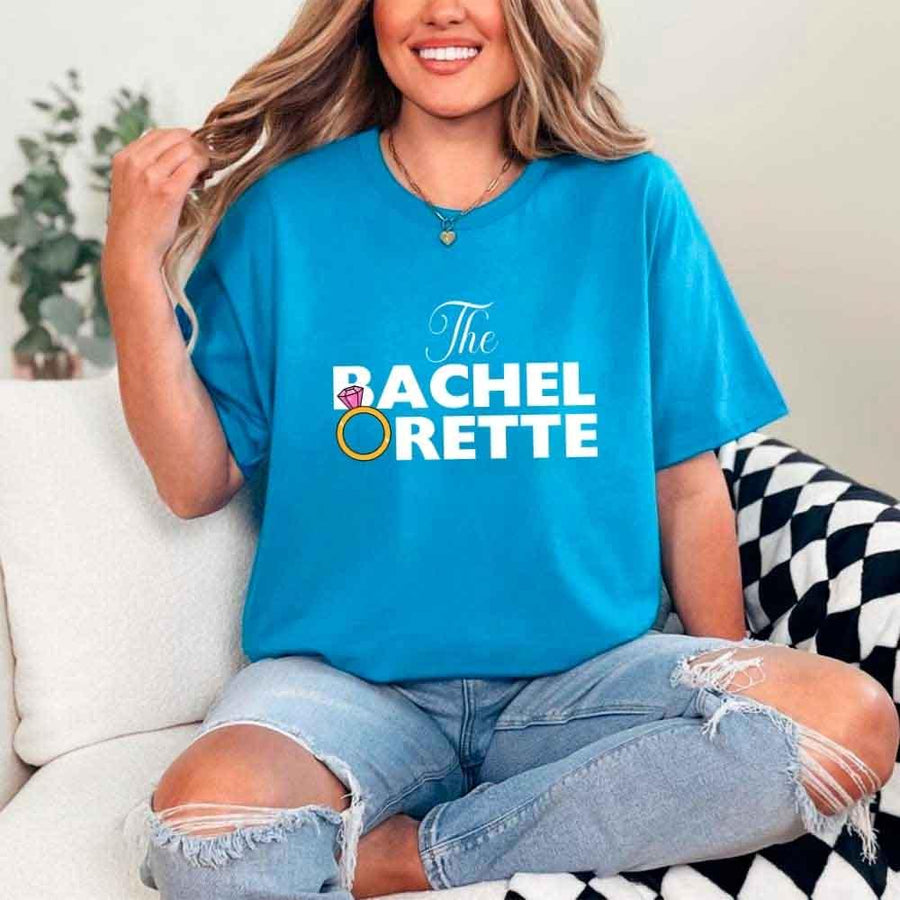May include Sapphire fun and trendy Bachelorette party t shirt with stylish slogans vibrant colors bridal squad outfit perfect for girls night out celebration!