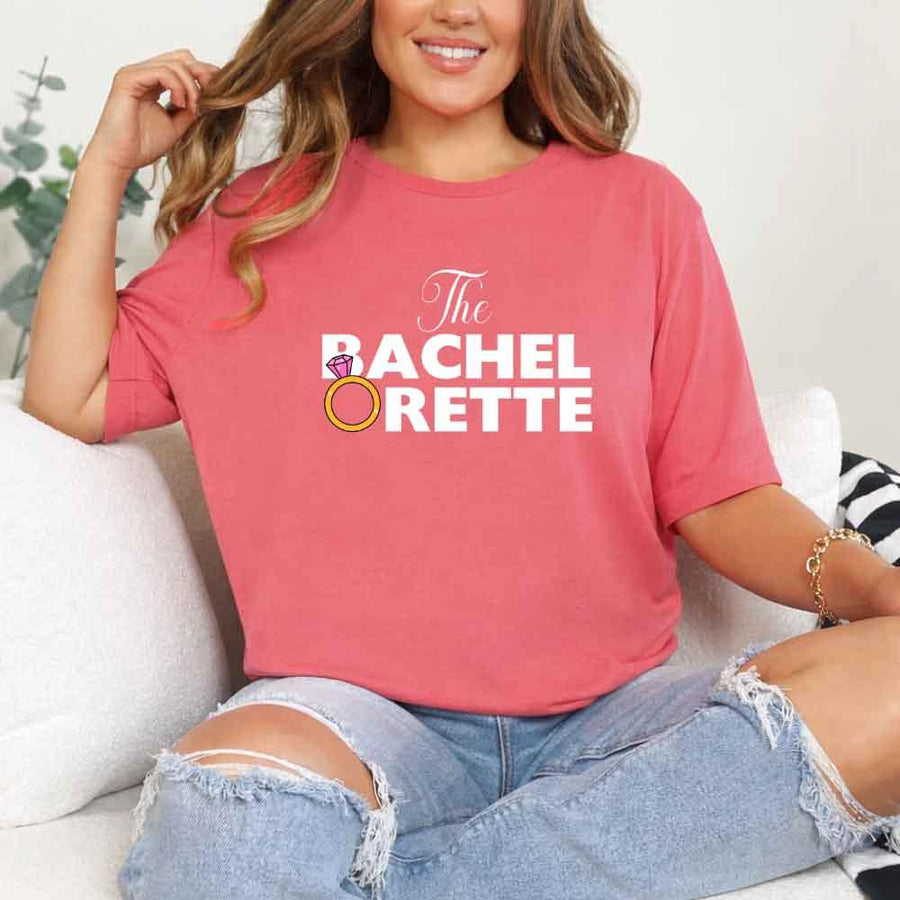 May include Coral Silk fun and trendy Bachelorette party t shirt with stylish slogans vibrant colors bridal squad outfit perfect for girls night out celebration!