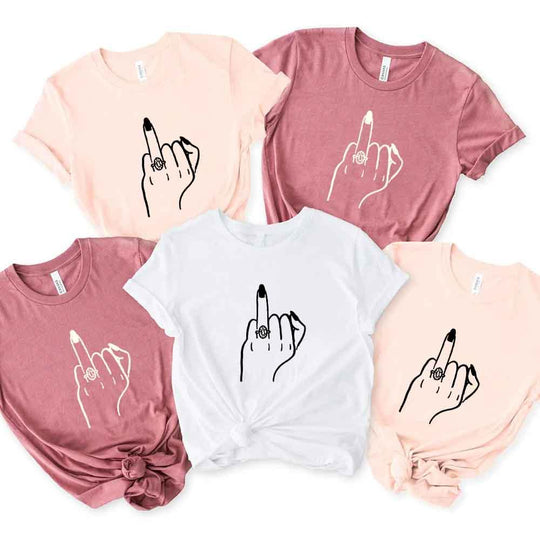May include Funny Bridal Engagement Party Shirt with a playful Finger T-Shirt design, perfect for bridal celebrations, engagement parties, and making a statement!