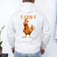 May include a cartoon-style rooster yelling “F-Caw-F!” on a unisex hoodie, shown in back views with vivid colors.
