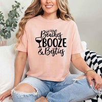 May include Peach Girls Vacation Shirt with Summer Beaches Booze Besties Tee design for women, perfect for beach getaways, girls trips, and fun summer celebrations!