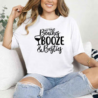 May include White Girls Vacation Shirt with Summer Beaches Booze Besties Tee design for women, perfect for beach getaways, girls trips, and fun summer celebrations!