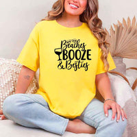 May include Daisy Girls Vacation Shirt with Summer Beaches Booze Besties Tee design for women, perfect for beach getaways, girls trips, and fun summer celebrations!