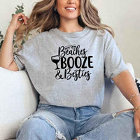 May include Grey Girls Vacation Shirt with Summer Beaches Booze Besties Tee design for women, perfect for beach getaways, girls trips, and fun summer celebrations!