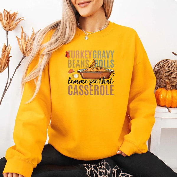Turkey Gravy Beans & Rolls Sweatshirt – Funny Thanksgiving Casserole Crewneck