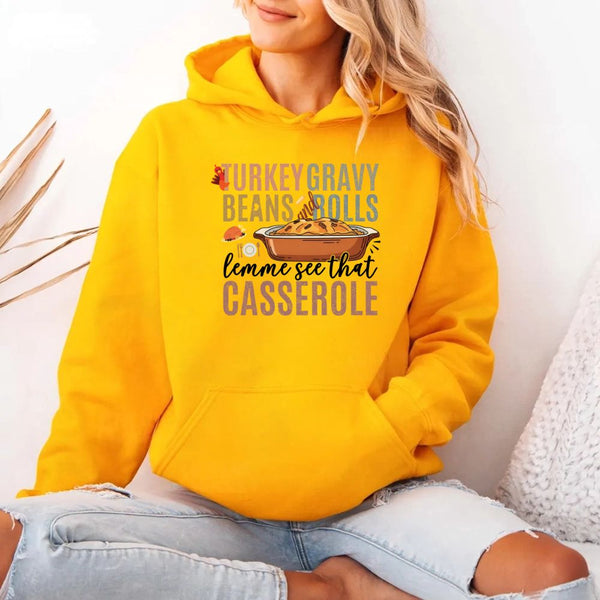 Turkey Gravy Beans & Rolls Hoodie – Funny Thanksgiving Casserole Hoodies
