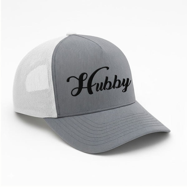 Embroidered Hubby Trucker Hat – Classic Mesh Cap for Wedding or Anniversary