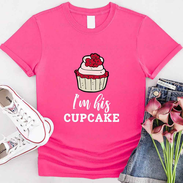 May include a cupcake-themed couple t-shirt with playful graphics symbolizing love and sweetness.