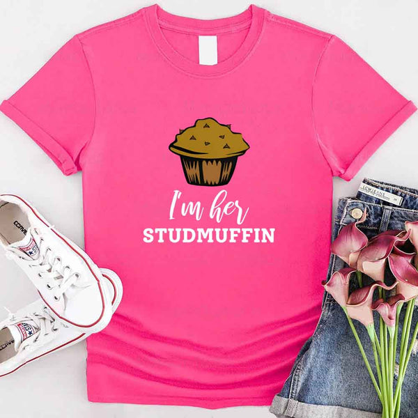 May include a cupcake-themed couple t-shirt with playful graphics symbolizing love and sweetness.