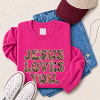 Jesus Loves You Camouflage Sweatshirt - Religious Message Sweatshirt