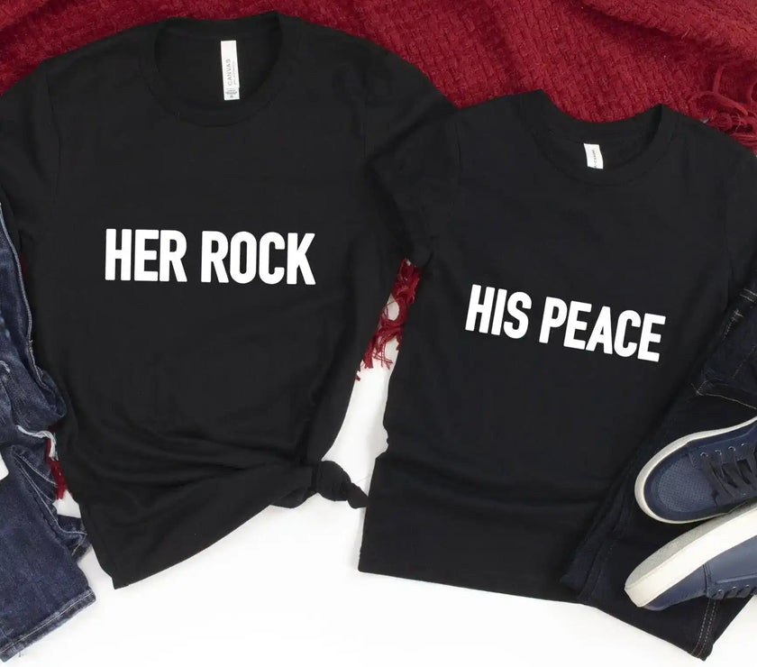 His Peace & Her Rock Couples Tee