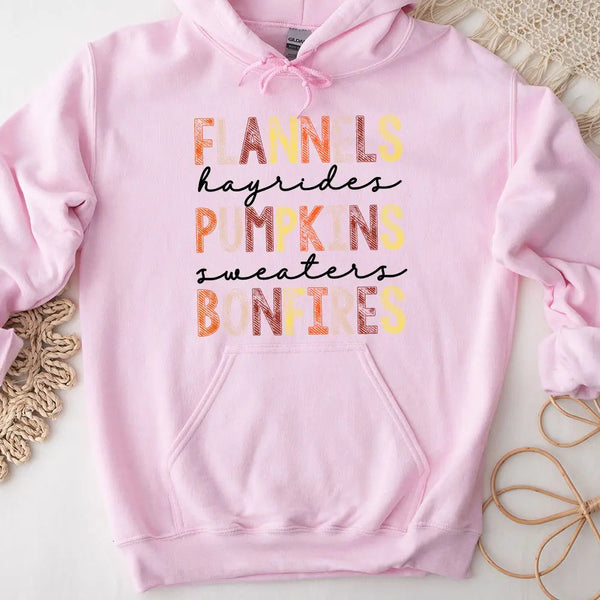 Hoodie - Flannels Hayrides Pumpkins Sweaters Bonfires Fall Hoodie