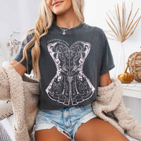 May include a person wearing a Pepper  I Am The Tea That You Are Having Comfort Colors T-Shirt featuring royal court inspired graphic and relaxed fit.