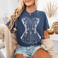 May include a person wearing a Denim I Am The Tea That You Are Having Comfort Colors T-Shirt featuring royal court inspired graphic and relaxed fit.
