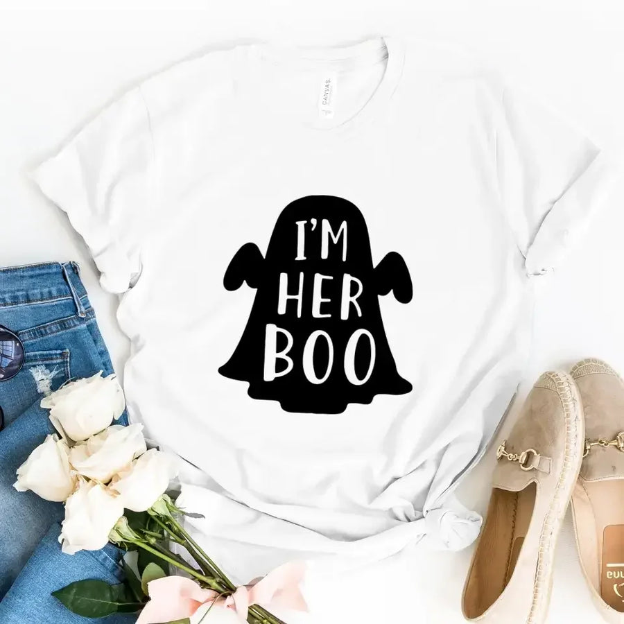 I'm Her BOO, I'm His Witch Halloween Couples Tee