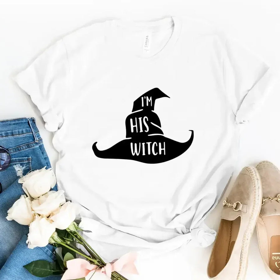 I'm Her BOO, I'm His Witch Halloween Couples Tee