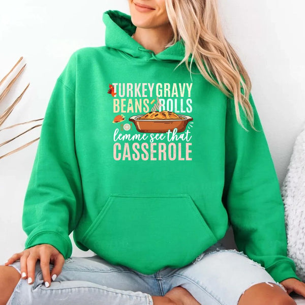 Turkey Gravy Beans & Rolls Hoodie – Funny Thanksgiving Casserole Hoodies