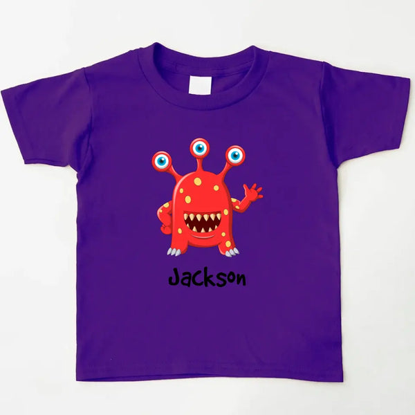 May include person wearing a team purple I’ve Created Monsters Tee featuring funny family humor design.