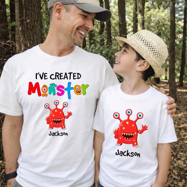 May include person wearing a white I’ve Created Monsters Tee with funny parenting humor text design.
