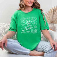 May include a person wearing an Irish Green Just One More Chapter T-Shirt featuring trendy book lover graphic and relaxed fit.