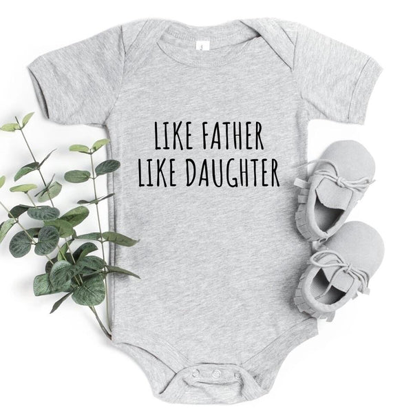 May include dad and daughter wearing Like Father Like Daughter matching tees, perfect for family photos or gift occasions.