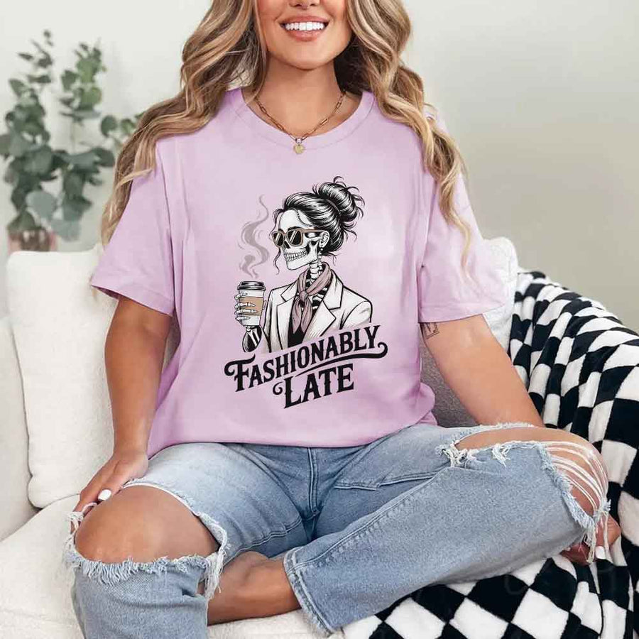 Fashionably Late Unisex Short Sleeve Tee – Funny Casual Graphic Shirt