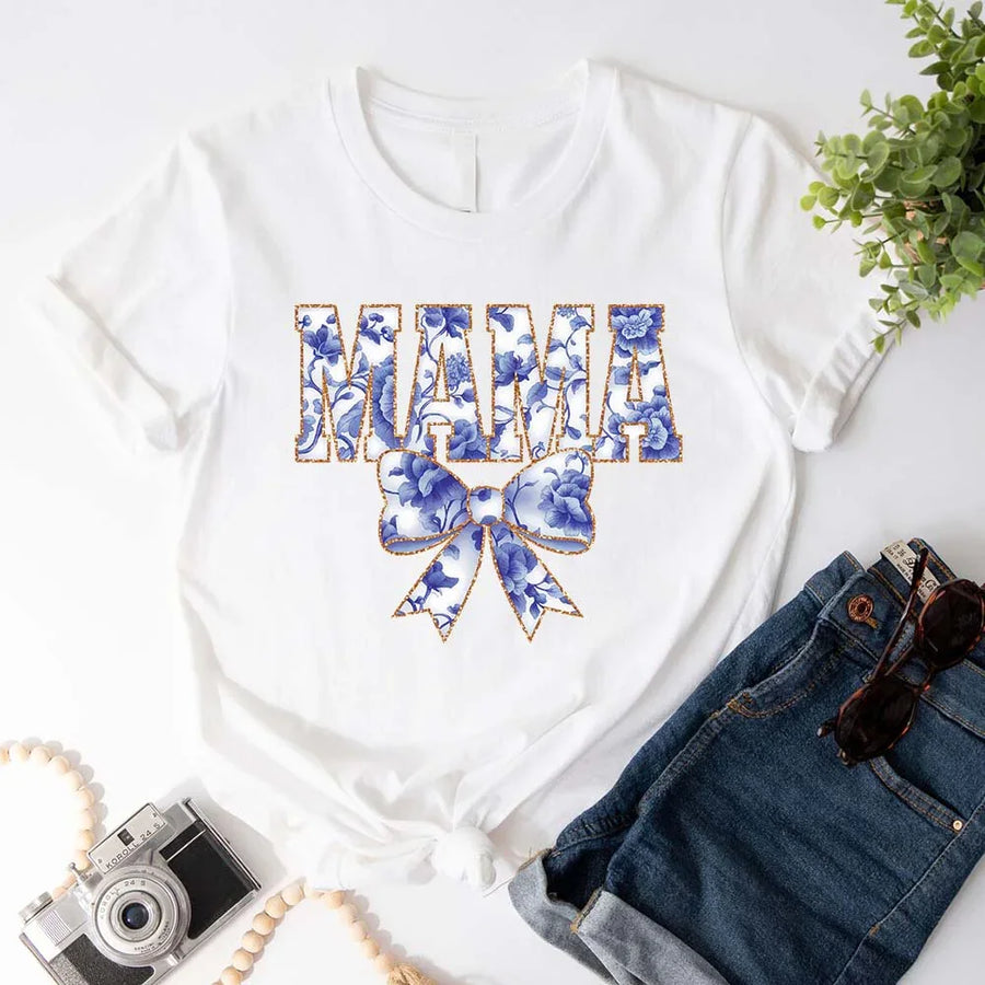 Mama Chinoiserie Coquette Bow T-Shirts – Elegant & Trendy Graphic Tees for Moms 4