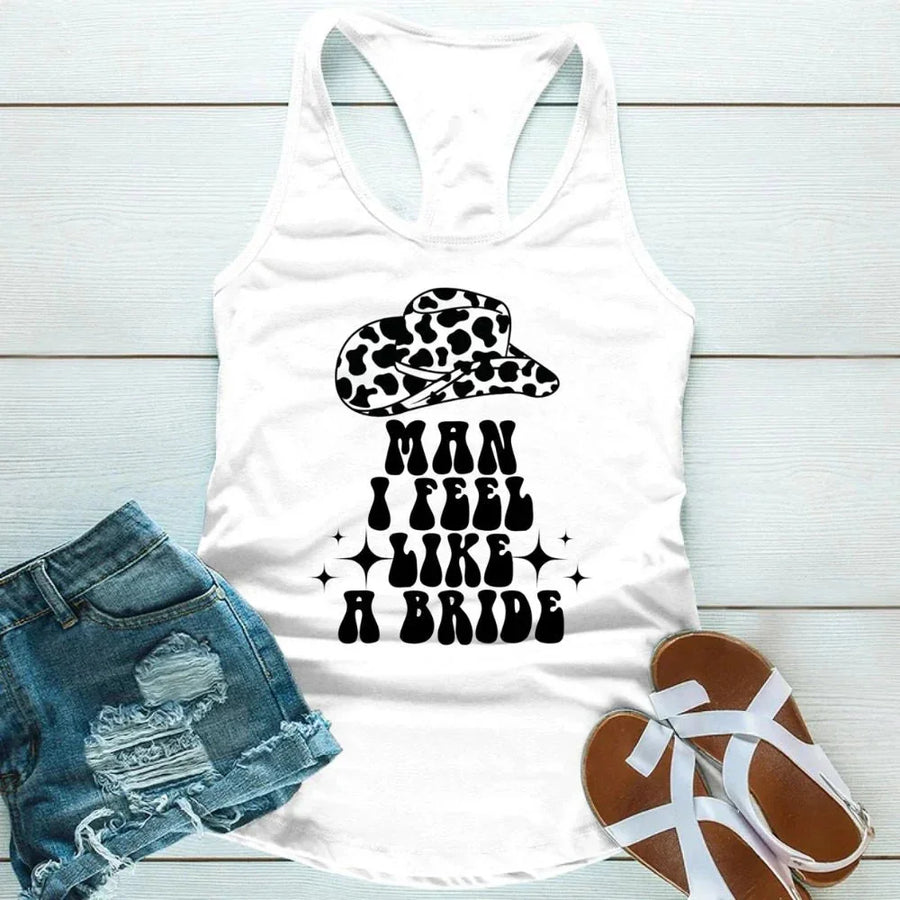 May include White the Man I Feel Like a Bride Bachelorette Party Tank Top, designed for the bride-to-be and her squad with a fun, trendy print.