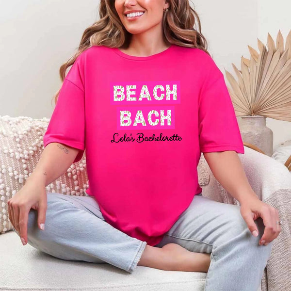 May include Heliconia personalized matching beach bridal shirts for bridesmaids, maid of honor, and bride, perfect for bachelorette parties and bridal showers.