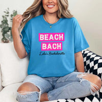 May include Sapphire personalized matching beach bridal shirts for bridesmaids, maid of honor, and bride, perfect for bachelorette parties and bridal showers.
