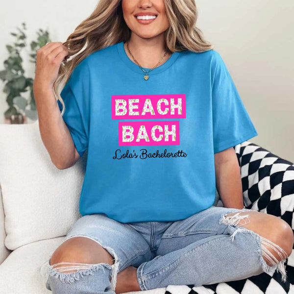 May include Sapphire personalized matching beach bridal shirts for bridesmaids, maid of honor, and bride, perfect for bachelorette parties and bridal showers.