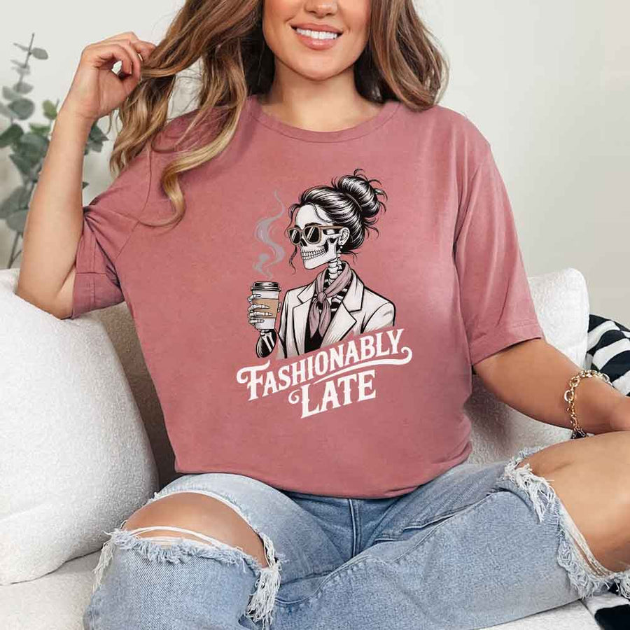 Fashionably Late Unisex Short Sleeve Tee – Funny Casual Graphic Shirt