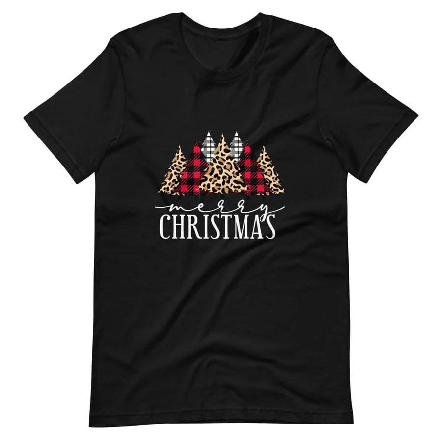 May include a “Merry Christmas” graphic t-shirt in black, green, or white, displayed on a flat lay or model.