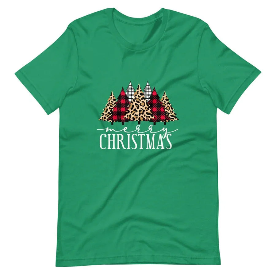May include a “Merry Christmas” graphic t-shirt in black, green, or white, displayed on a flat lay or model.