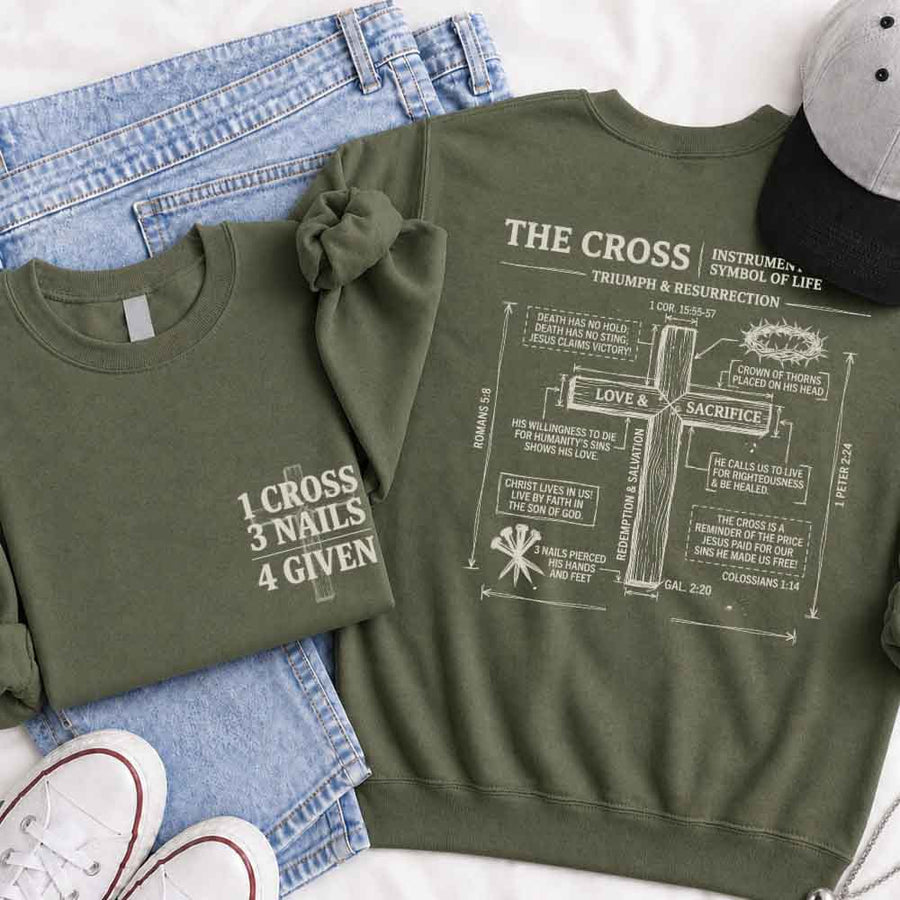 The Cross Sweatshirt - Christian Faith Graphic Sweatshirt