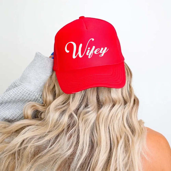 Embroidered Wifey Trucker Hat – Classic Mesh Cap for Wedding or Anniversary