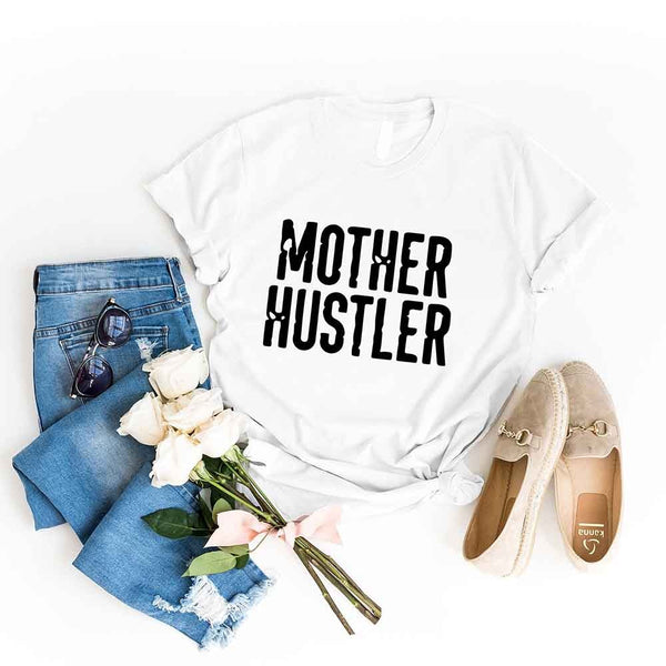 May include a unisex T-shirt with the Mother Hustler graphic displayed on the front in bold lettering.