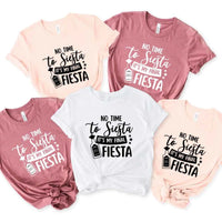 May include Cinco de Mayo T-shirts with “No Time To Siesta It’s My Final Fiesta” text, festive party design, colorful celebration vibe, people enjoying a lively fiesta atmosphere together!