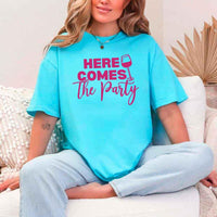 May include Turquoise Party Time with "Here Comes the Bride - Here Comes the Party" T-Shirt, perfect for bachelorette parties, bridal showers, and fun celebrations!
