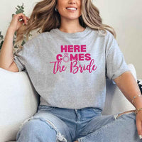 May include Grey Party Time with "Here Comes the Bride - Here Comes the Party" T-Shirt, perfect for bachelorette parties, bridal showers, and fun celebrations!