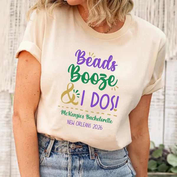 May include Cream a personalized bachelorette party shirt with custom design for the bride, bridesmaids, or bridal party, perfect for pre-wedding events.
