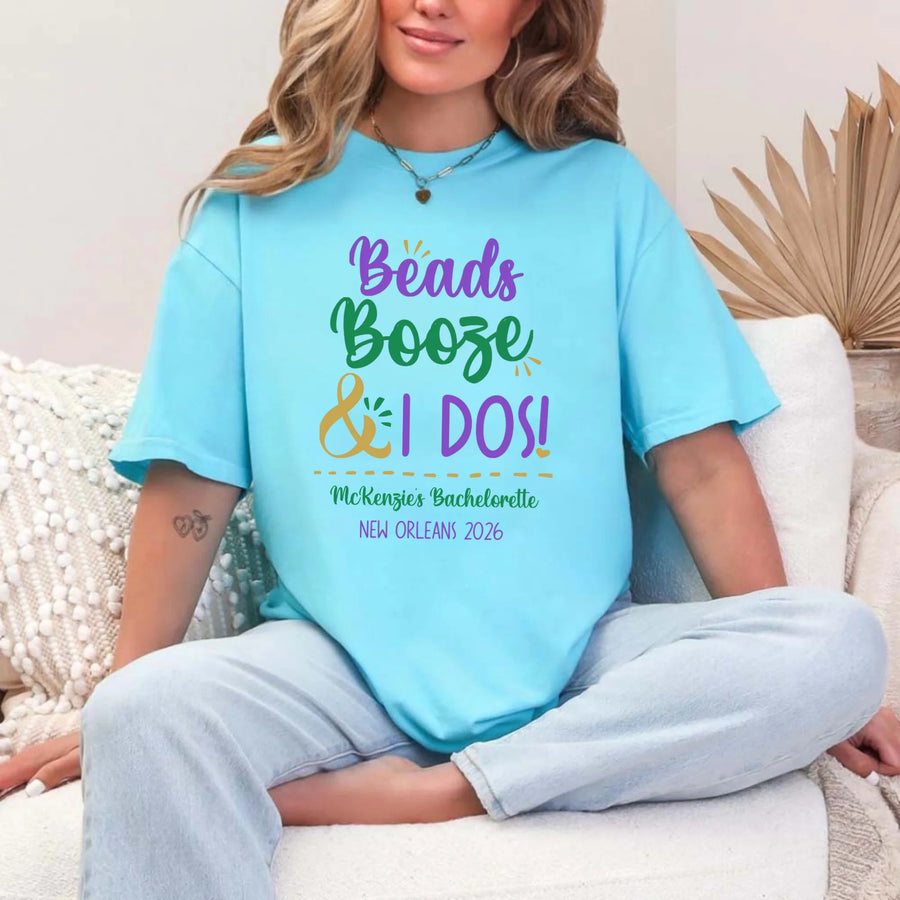 May include Turquoise a personalized bachelorette party shirt with custom design for the bride, bridesmaids, or bridal party, perfect for pre-wedding events.