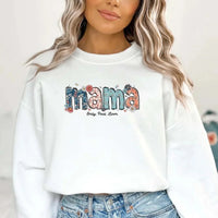 Personalized Mama Floral Sweatshirts With Names sweatshirt model mockup white